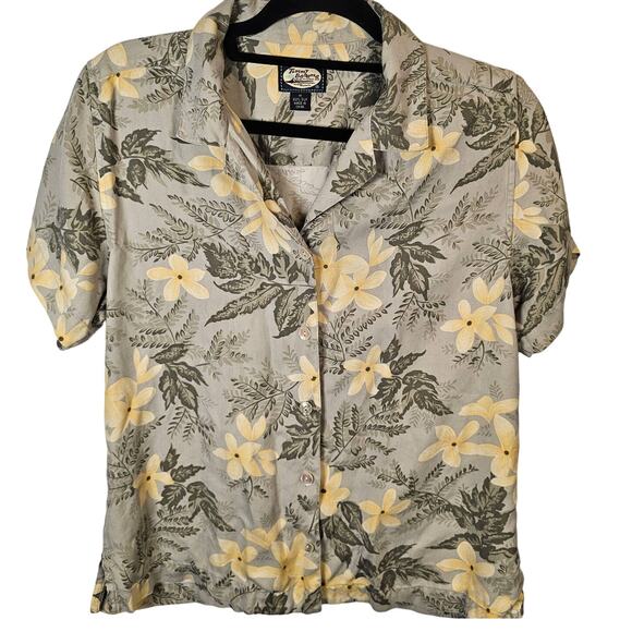 Tommy Bahama 100% Silk Button Up Floral Hawaiian Shirt Size Medium Short Sleeved - Picture 1 of 3